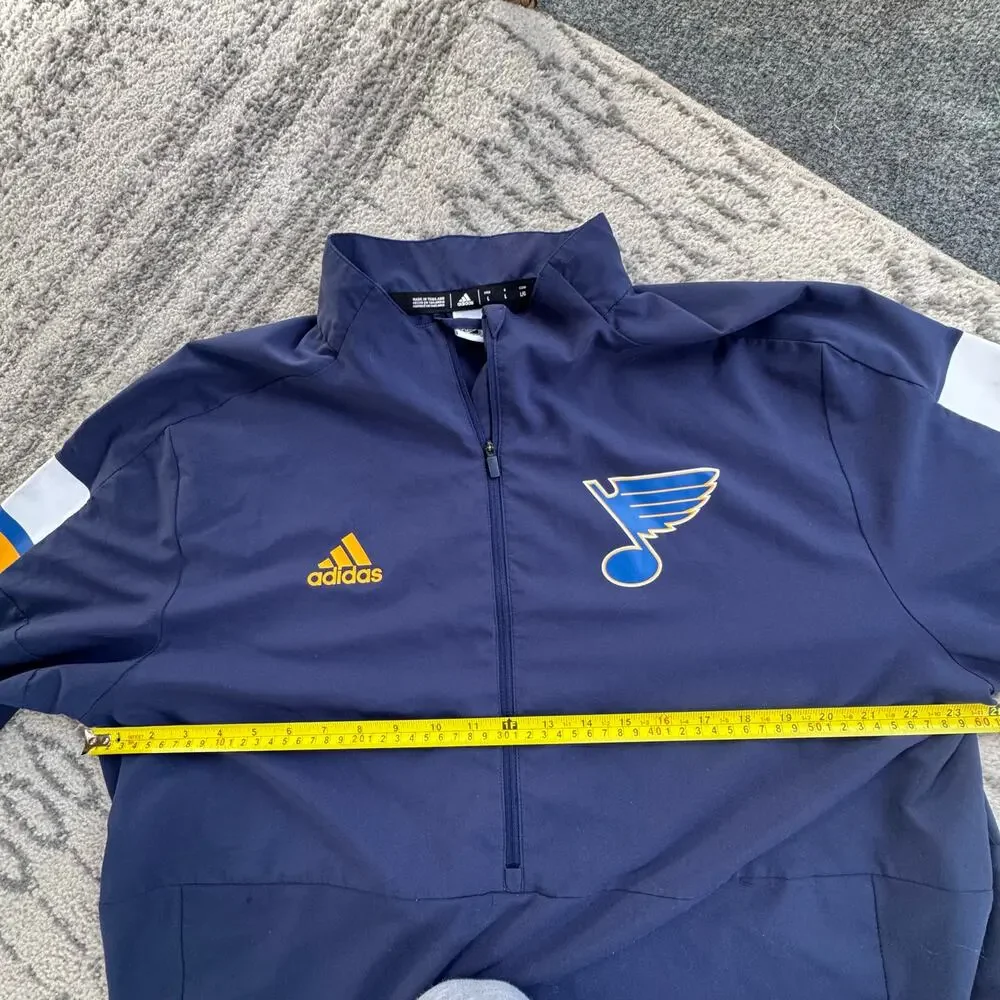 Adidas St. Louis Blues Quarter-Zip Pullover Top in Navy Blue Size large